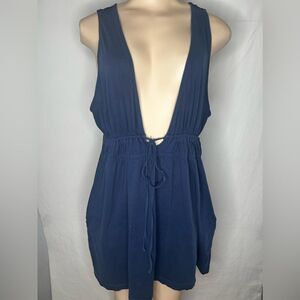 Lands’ End Women’s Swim Cover Up Black Short Adjustable Waist Sleeve XL 18-20